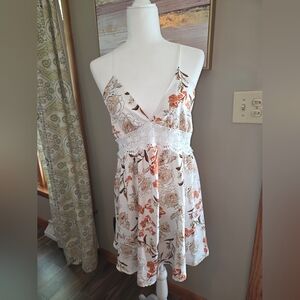SHEIN Floral Mini Dress in White and Orange